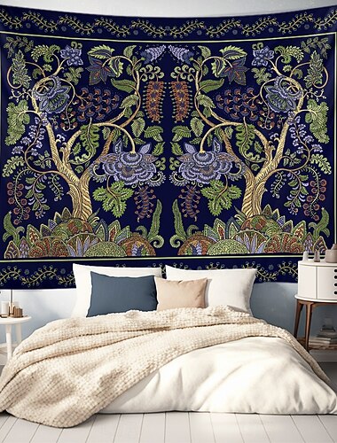  Baum des Lebens hängender Wandteppich Wandkunst große Wandteppich Wandmalerei Dekorfoto Hintergrunddecke Vorhang für Zuhause Schlafzimmer Wohnzimmer Dekoration