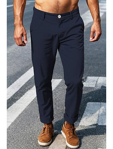  Herren Chinesisch Chino Hosen Hose Hose Hosen Chino B¨¹ro Casual Baumwolle Marineblau Schwarz Blau 30 31 32