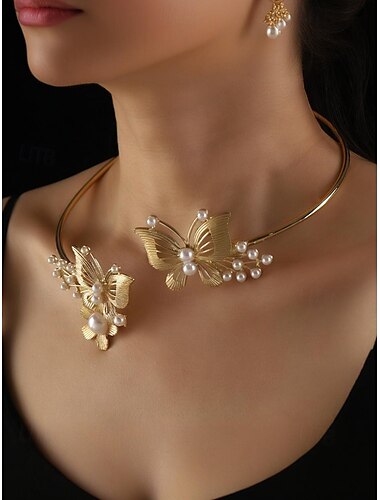  Damen-Chokerkette mit goldenen Schmetterlingsperlen – eleganter Statement-Schmuck für Hochzeiten, Partys und besondere Anlässe