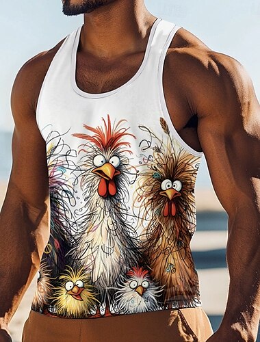  Homme Animal T-shirt Débardeur Sans manches T-shirt Impression 3D Col ras du cou Chemise Vacances Occasionnel Hawaïen Fête Blanc 1 Blanche Bleu Été Printemps Vêtement Tenue S M L XL XXL XXXL