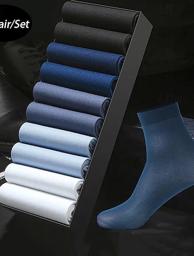  Hombre 10 pares Paquetes múltiples Calcetín Calcetas Calcetines para correr Calcetines informales Azul Piscina Color Color sólido/liso Vacaciones Deporte Diario Básico Medio Primavera Otoño Moda
