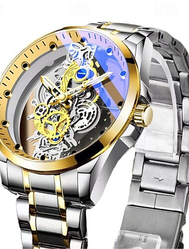  Nyt dobbelt-sidet hult transparent fuldautomatisk ur gave til mænds afslapningssport forretning vandtæt natlys smart og stiligt herreur