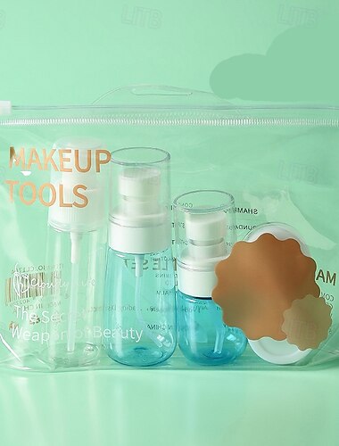  Reiseflaschen-Set 7-teilig, nachfüllbare Kosmetik- und Toilettenartikelbehälter, Shampoo-, Lotion-, Gesichtswasch-, Quetsch-, Press- und Sprühflaschen zum Einpacken