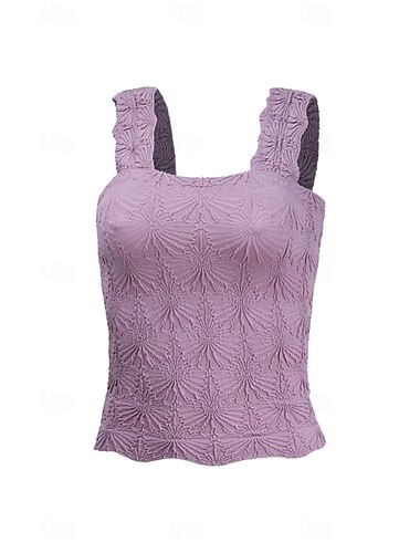  Mujer Camiseta Plano Casual Sin Mangas Escote Cuadrado Tops cortos Fin de semana Encaje Negro Blanco Morado Naranja Rosa Brillante Verano