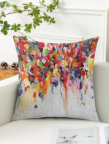  Gemalte Blumen Dekorative Kissenbezüge 1 Stück Weicher quadratischer Sofakissenbezug Kissenbezug für Schlafzimmer Wohnzimmer Sofa Stuhl