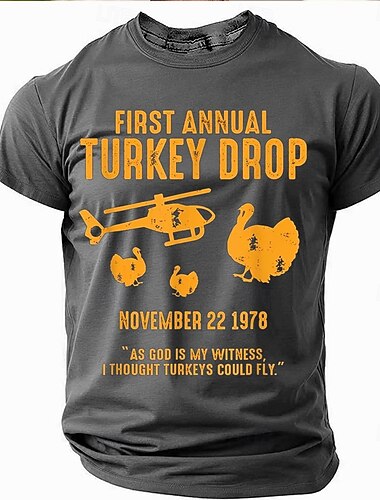  Herre grafisk T-skjorte morsom WKRP kalkunfall 1978 "Som Gud er mitt vitne" T-skjorte med korte ermer