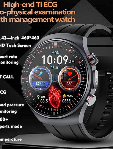  iMosi ET488 Εξυπνο ρολόι 1.43 inch Έξυπνο ρολόι Bluetooth ΗΚΓ + PPG Παρακολούθηση θερμοκρασίας Βηματόμετρο Συμβατό με Android iOS Γυναικεία Άντρες Κλήσεις Hands-Free Αδιάβροχη Έλεγχος Μέσων IP68