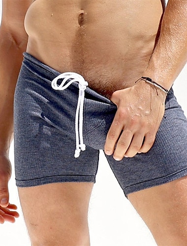  Men's 1 PCS Boxers Underwear Boxer Shorts Drawstring Polyester Breathable Soft Comfortable Plain Mid Rise Dark Blue