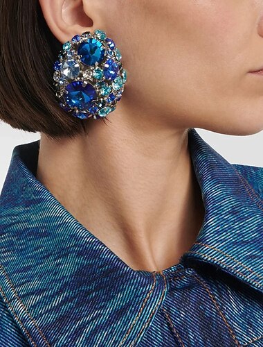  Damskie Kolczyki sztyfty Geometryczny Cenny Duże Słodkie Imitacja diamentu Kolczyki Biżuteria Różowy / Niebieski Na Ślub Impreza 1 para