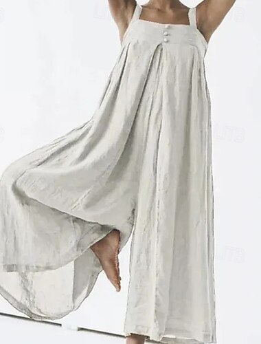  Damen Normal Overall Streetwear Einfarbig Ärmellos Quadrathals Rückenfrei Straße Täglich Normale Passform Rosa Königsblau Khaki Sommer