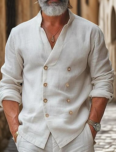  Rétro Vintage Médiéval Renaissance Chemise Pirate Viking Couleur Unie Homme Pirate Halloween Carnaval Vacances Décontracté Quotidien LARP Chemise Printemps & Été
