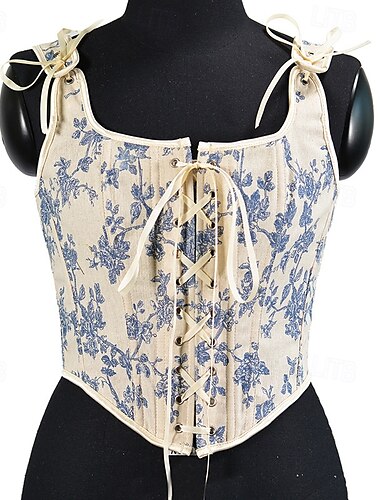  Retro Antiguo Medieval Renacimiento Faja Chaleco corpiño Vikingo caballero celta élfico Acordonado Floral Mujer Celta Fantasía Víspera de Todos los Santos Carnaval Vacaciones Casual Diario LARP Adulto