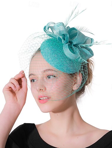  Päähine Kankainen Fedora Hattu Häät Hevoskilpailut Elegantti Vintage Söpö Sulalla Kukka Päänkoriste Päätyökalu