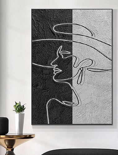  handgemachtes Ölgemälde auf Leinwand, Wandkunst, Dekoration, Figur, abstrakt, schlicht, schwarz-weiß, Textur für die Inneneinrichtung, gerollt, rahmenlos, ungedehntes Gemälde