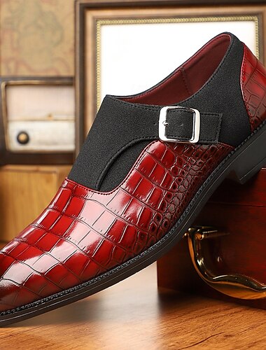  Voor heren Monnik schoenen Krokodil patroon PU Leder Ademend Comfortabel Anti-slip Gesp Wijn Zwart Blauw Herfst Winter