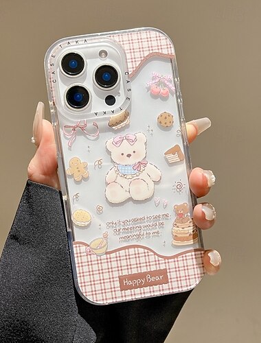  Phone Case For iPhone 16 15 14 Pro Max 16e 13 Back Cover Shockproof Cartoon TPU Acrylic