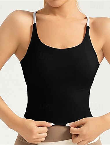  Damen Leichter Halt Sport-BH Lauf-BH Offener Rücken Überkreuzter Rücken BH-Top Gepolstert Fitness Freizeitsport Laufen Atmungsaktiv Leicht Weich Spandex Schwarz Weiß Rosa Einfarbig