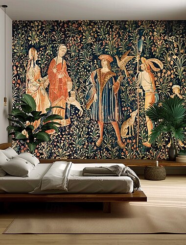  Mittelalterliche Wandteppich Kunst Großes Mittelalter Wandteppich Wanddeko Foto Hintergrund Decke Vorhang Zuhause Schlafzimmer Wohnzimmer Dekoration