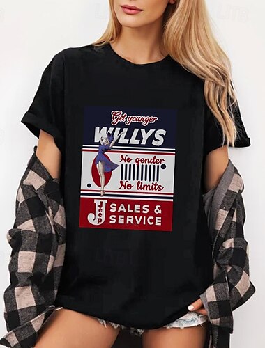  T-shirt Affiche rétro Fille rétro Graphique Pour Femmes Adulte Mascarade Gaufrage à chaud Décontracté Quotidien