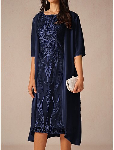  Dames Chiffon-topjes Effen Kleur Elegant Stijlvol Halve mouw Assymmetrisch Lange tops Marineblauw Zomer Lente