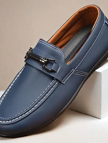  Herr Tofflor och Slip-Ons Komfort Loafers Penny Loafers PU Läder Andningsfunktion Bekväm Halksäker Loafers Blå
