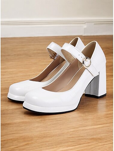  Rote Mary-Jane-Pumps aus Lackleder im 80er-Jahre-Stil für Damen – Retro-Schuhe mit klobigem Blockabsatz und Krokodilprägung für Vintage-inspirierte Mode und Partys