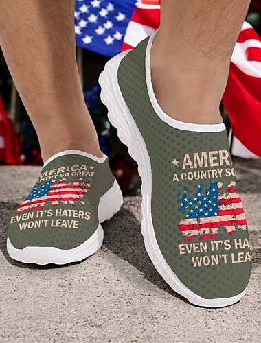  herrepatriotiske åndbare slip-on sko - usa flagprint sneakers til uafhængighedsdag og fritidstøj