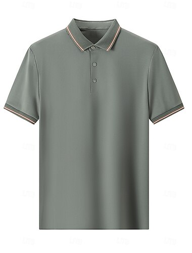  Herren-Poloshirt aus Seidenmischung für die Arbeit, Straße, Turndown, kurze Ärmel, Urlaubsmode, einfarbige Knöpfe mit weißem Besatz, Sommer, Frühling, schwarz, weiß, marineblau, grün