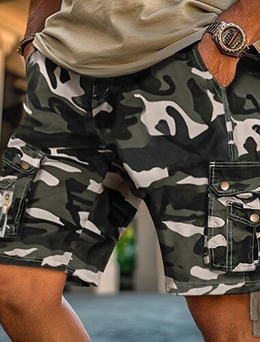  Herren Cargo Shorts Kurze Hosen Kurze Hose für Wanderer Tasche Multi Pocket Tarnfarben Komfort Atmungsaktiv Kurz Casual Chino Tarnrot Tarnblau Unelastisch