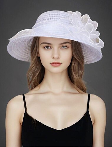  Sombreros Poliéster Organdí Sombrero para el sol Boda Casual Festivos Fiesta de Té Carrera de caballos Elegante Vintage Protección Solar Con Flor Celada Sombreros