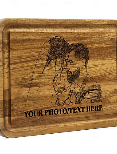  Personalisierte Akazienholz-Schneidebrett das beste Geschenk für Mama - Foto- und Textgravur einzigartiges Design für den Heimgebrauch oder als Geschenk perfekt für Muttertag Vatertag