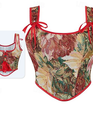  Rococo Overbust Corset Masquerade Overbust Corset Cosplay Tummy Control Push Up Jacquard Jacquard Women's Royal Masquerade Party Carnival of Venice Adults' Corset