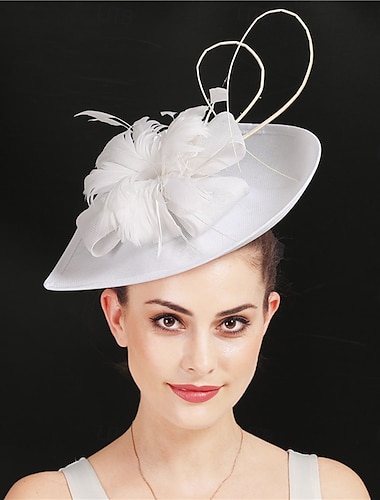  Helm Veren Sinamay Bruiloft Avond Feest Elegant Bruiloft Met Veer Helm Hoofddeksels