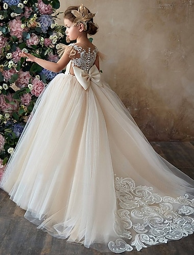  Vestido de Gala Hasta la Rodilla Vestido de Niña Florista Quinceañera Elsa congelada Niñas lindo vestido de fiesta Tul con Fruncido Estilo real tutú Ajuste 3-16 años
