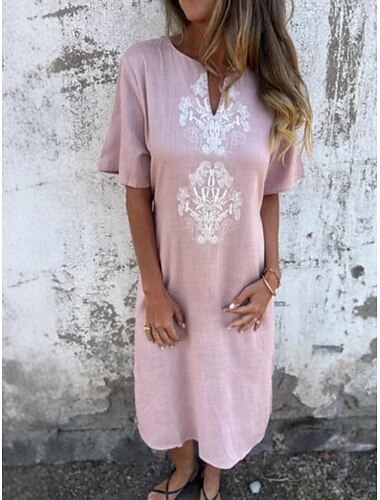  Rochie maximă pentru femei rochie shift rochie de vară casual zilnic ajustare regulată florală cu mânecă scurtă gât notch alb galben roz roșu vară