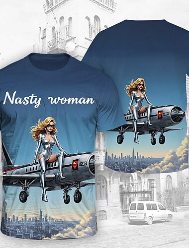  Ｔシャツ(21) Tシャツ レトロポスター レトロガール グラフィック柄 用途 男性用 成人 マスカレード 3Dプリント カジュアル／普段着 コミックコン