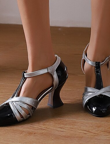  Retro Antiguo 1950s Rugido 20s Zapatos tacones con tira en T El gran Gatsby Chica de la aleta charlestón Mujer Mascarada Boda Fiesta de Noche Mascarada Adulto Zapatos