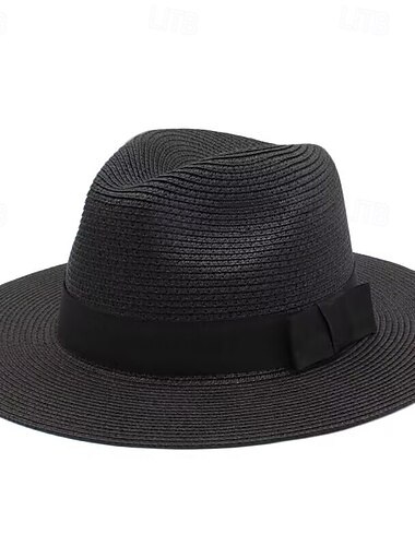  Unisex-Sonnenhut für den Sommer, Panama-Strohhut mit breiter Krempe und UV-Schutz, Strandhut für die Reise &Outdoor, Sonnenschirm für Herren & Frauen