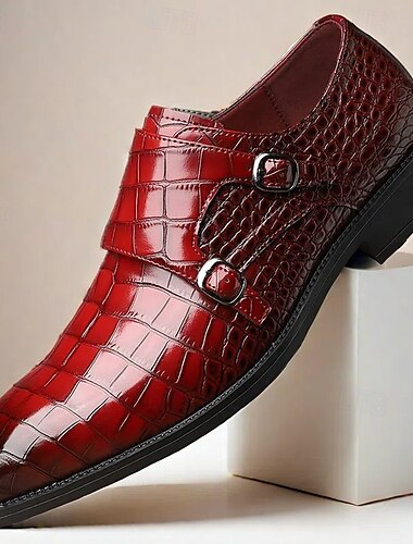  Per uomo Scarpe Monk Motivo Coccodrillo Pelle PU Traspirante Confortevole Antiscivolo Fibbia Nero Rosso Oro Autunno Inverno