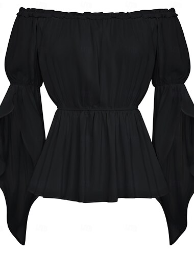  Retrò Vintage Medievale Rinascimento Blusa / Camicia Manica a Campana Vichingo Cavaliere Celtico Elfico Tinta unica Costume Per donna Celtico Fantasia Mascherata Vacanza Casual Quotidiano LARP Adulti