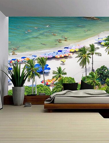  Landschaft Strand Urlaub Hängender Wandteppich Wandkunst Großer Wandteppich Wandmalerei Dekor Fotograf Hintergrund Decke Vorhang Zuhause Schlafzimmer Wohnzimmer Dekoration