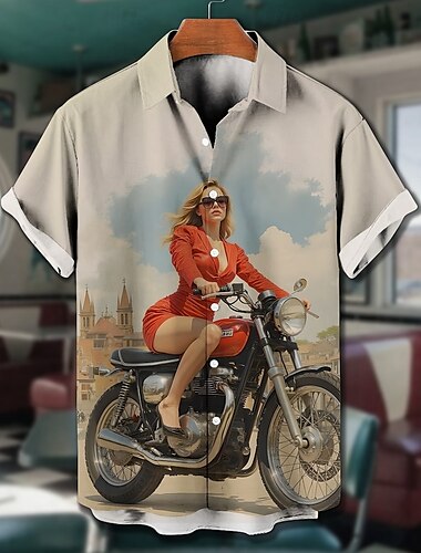  Bluse / Hemd Retro Poster Retro-Mädchen Grafik Für Herren Erwachsene Maskerade 3D-Druck Urlaub Party