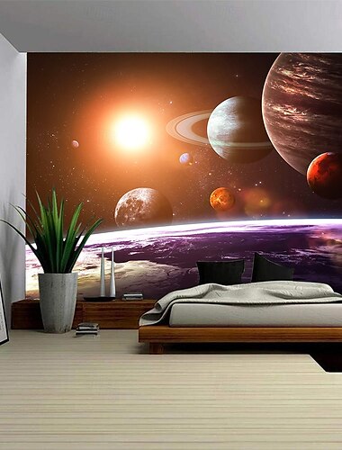  Planet Universum Weltraum Hängeteppich Wandkunst Große Teppich Wandmalerei Dekor Fotohintergrund Decke Vorhang Zuhause Schlafzimmer Wohnzimmer Dekoration