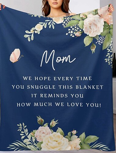  Mother's Day Blanket, A Letter to Mom, Mother's Day Gift  Soft and Cozy Throw, Perfect Gift for Mom, Floral or Heart Design, Warm and Comfortable