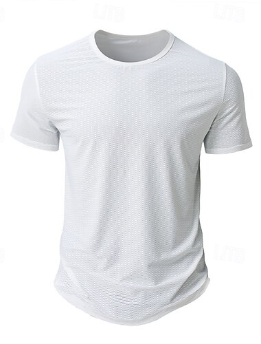  Voor heren T-shirt T-shirts Korte mouw Strakke ronde hals Zomer Effen Kleur Sportief Snel Drogend Puur Casual Beoefenen Sportkleding Zwart Wit Grijs Top T-shirt voor mannen