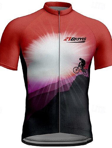  Homens Camisa para Ciclismo Manga Curta Moto Camiseta Camisa / Roupas Para Esporte com 3 bolsos traseiros Ciclismo de Montanha Respirável Secagem Rápida Design Anatômico Capilaridade Vermelho Vinho