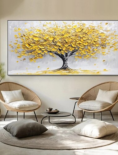  3d skogmaleri håndmalt lerret veggkunst tre lerret abstrakt oljemaleri håndmalt smal veggdekor håndlaget oversize store abstrakte gulltre oljemalerier veggdekor