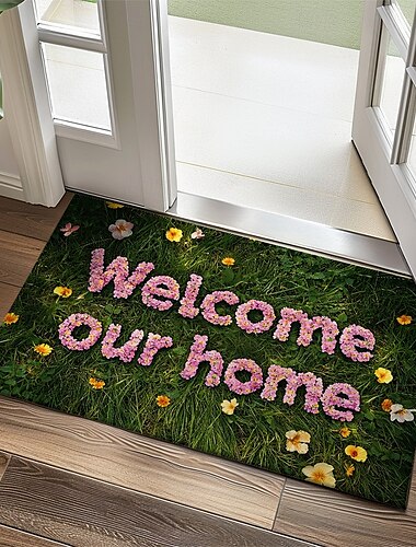  Florale Fußmatte Küchenmatte Bodenmatte Rutschfeste Teppich Ölfester Teppich Innen Außen Matte Schlafzimmer Dekor Badezimmermatte Eingangszone Frühling Sommer