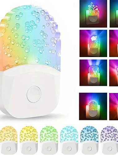  Luz nocturna LED con forma de acrílico para decoración de sala de estar y dormitorio, luz con efecto degradado de color, protección para los ojos sin parpadeo, enchufe de alimentación de Reino Unido,