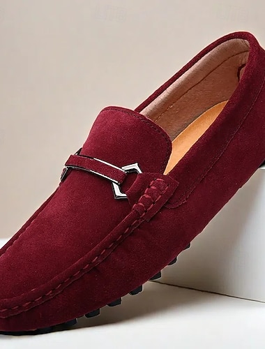  miesten mokkanahkaiset ajomokasiinit, täyteläinen viininpunainen klassisella soljella, ylelliset mukavat vapaa-ajan kengät